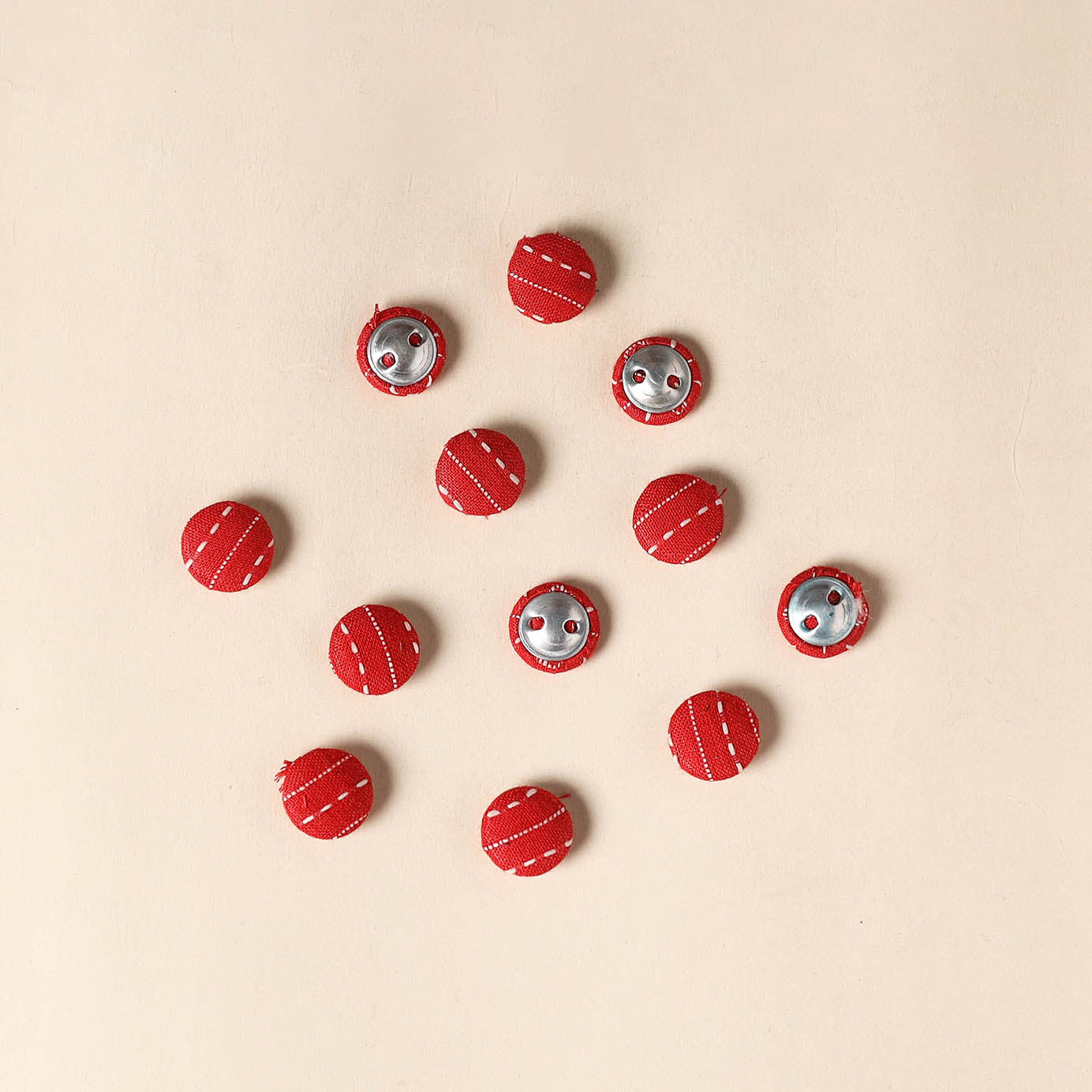  Red Handmade Fabric Button Small at iTokri