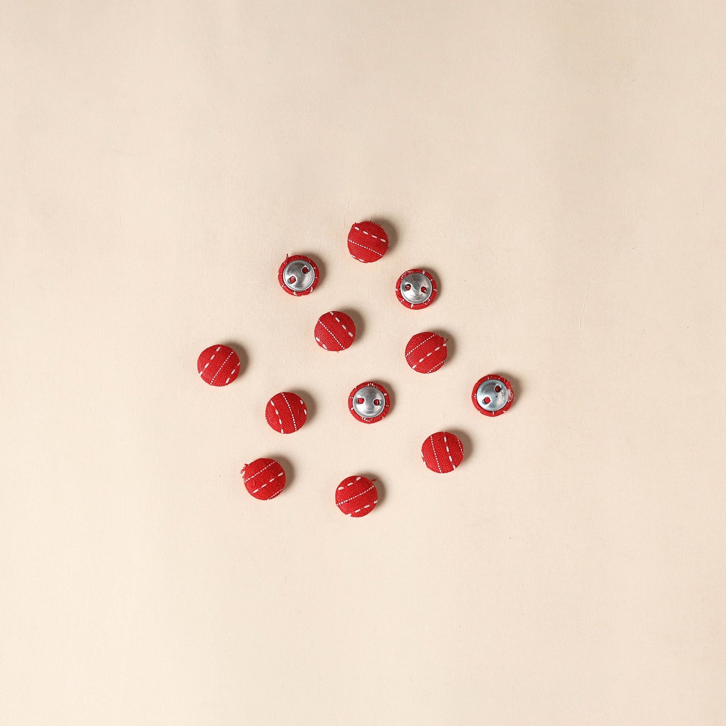  Red Handmade Fabric Button Small at iTokri