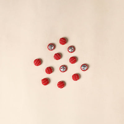  Red Handmade Fabric Button Small at iTokri