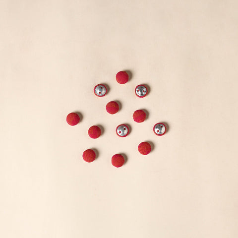  Red Handmade Fabric Button Small at iTokri