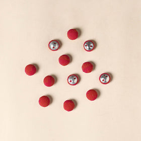  Red Handmade Fabric Button Small at iTokri