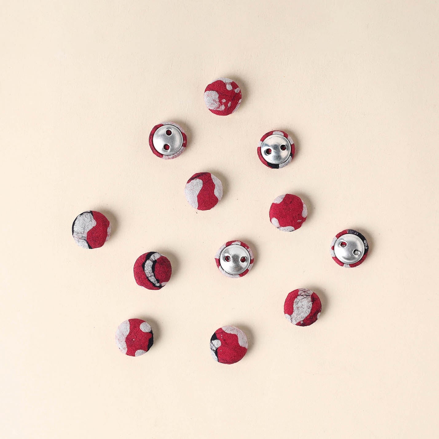  Red Handmade Fabric Button Small at iTokri