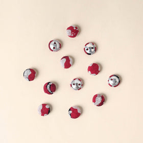  Red Handmade Fabric Button Small at iTokri