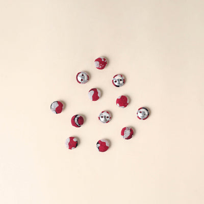  Red Handmade Fabric Button Small at iTokri