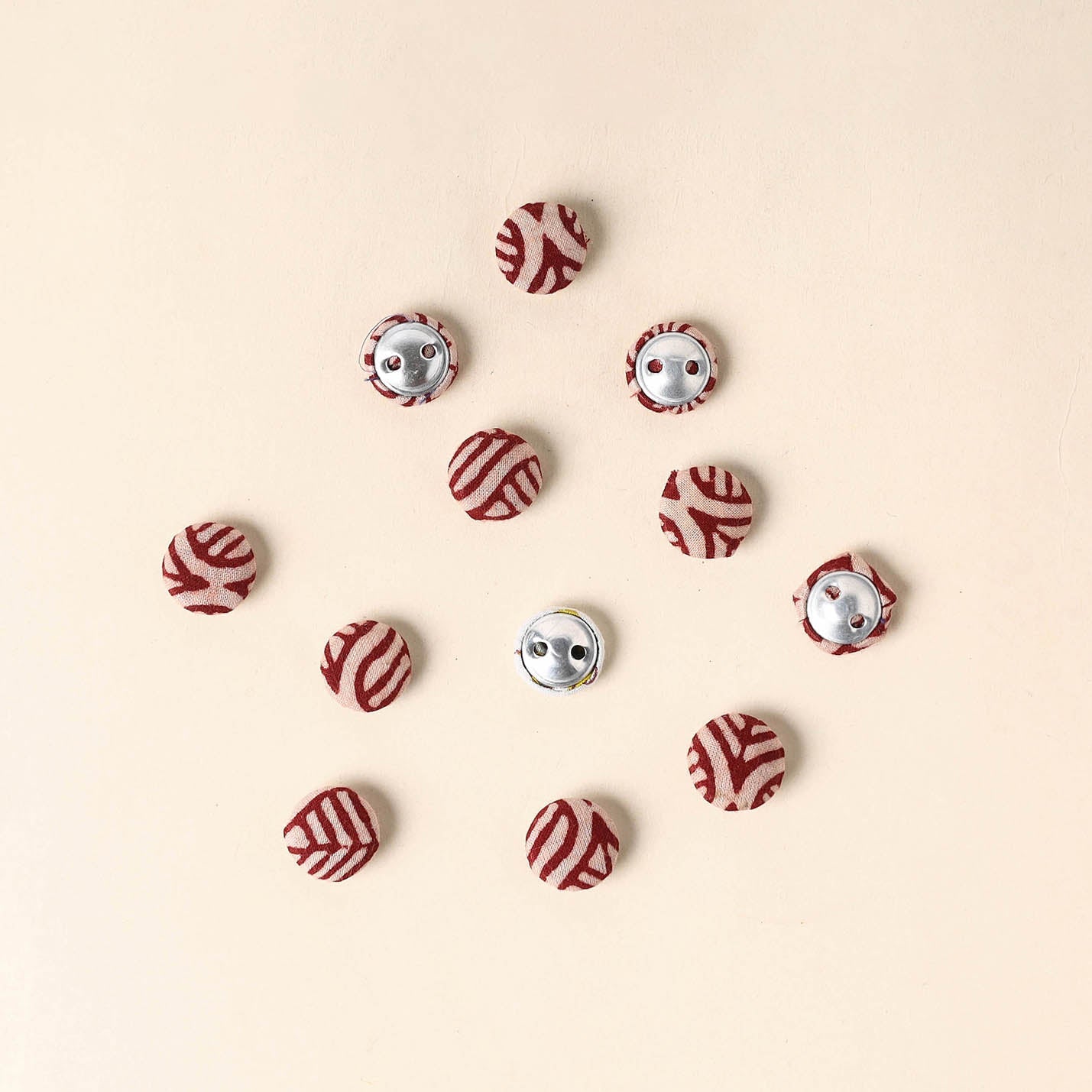  Red Handmade Fabric Button Small at iTokri