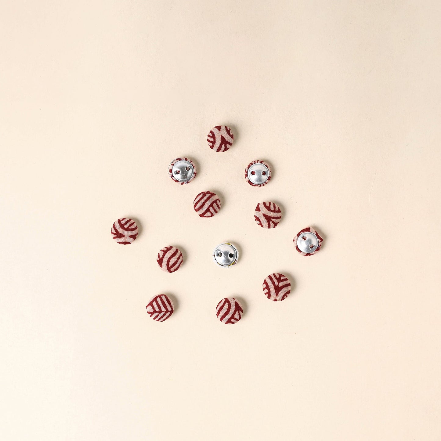  Red Handmade Fabric Button Small at iTokri