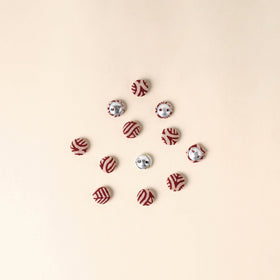  Red Handmade Fabric Button Small at iTokri