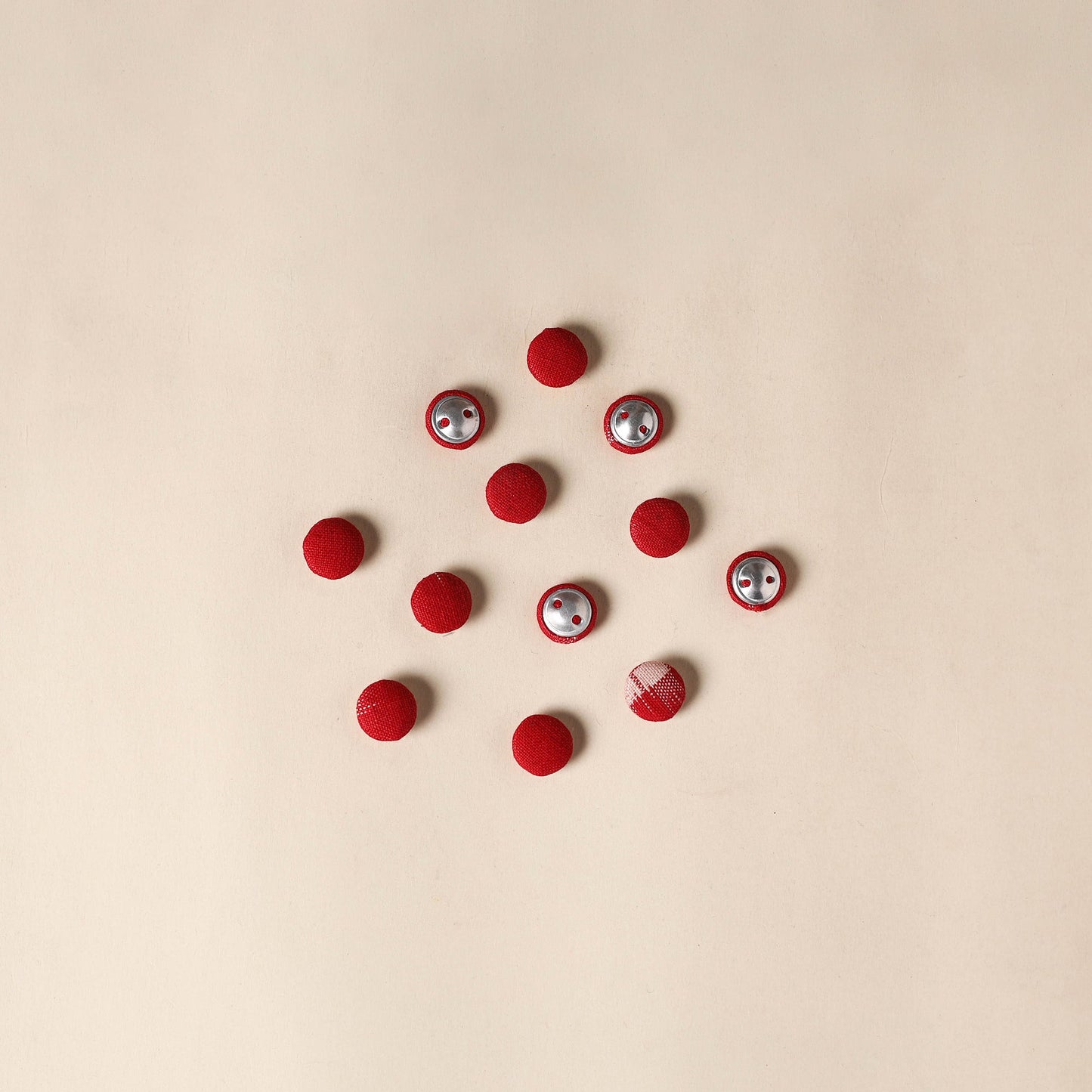  Red Handmade Fabric Button Small at iTokri