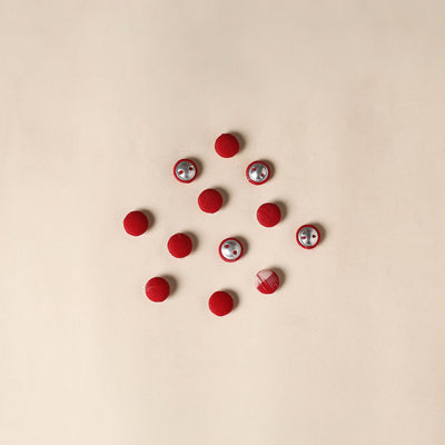 Red Handmade Fabric Button Small at iTokri
