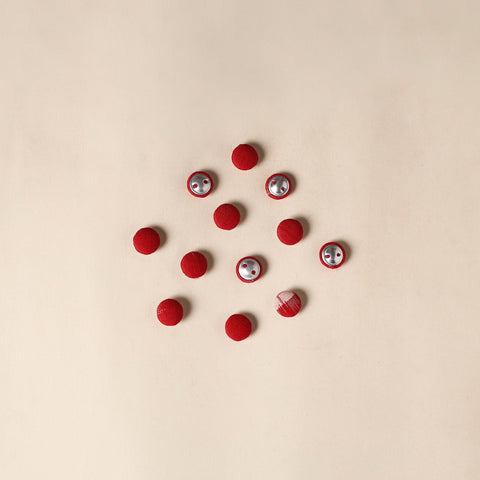  Red Handmade Fabric Button Small at iTokri