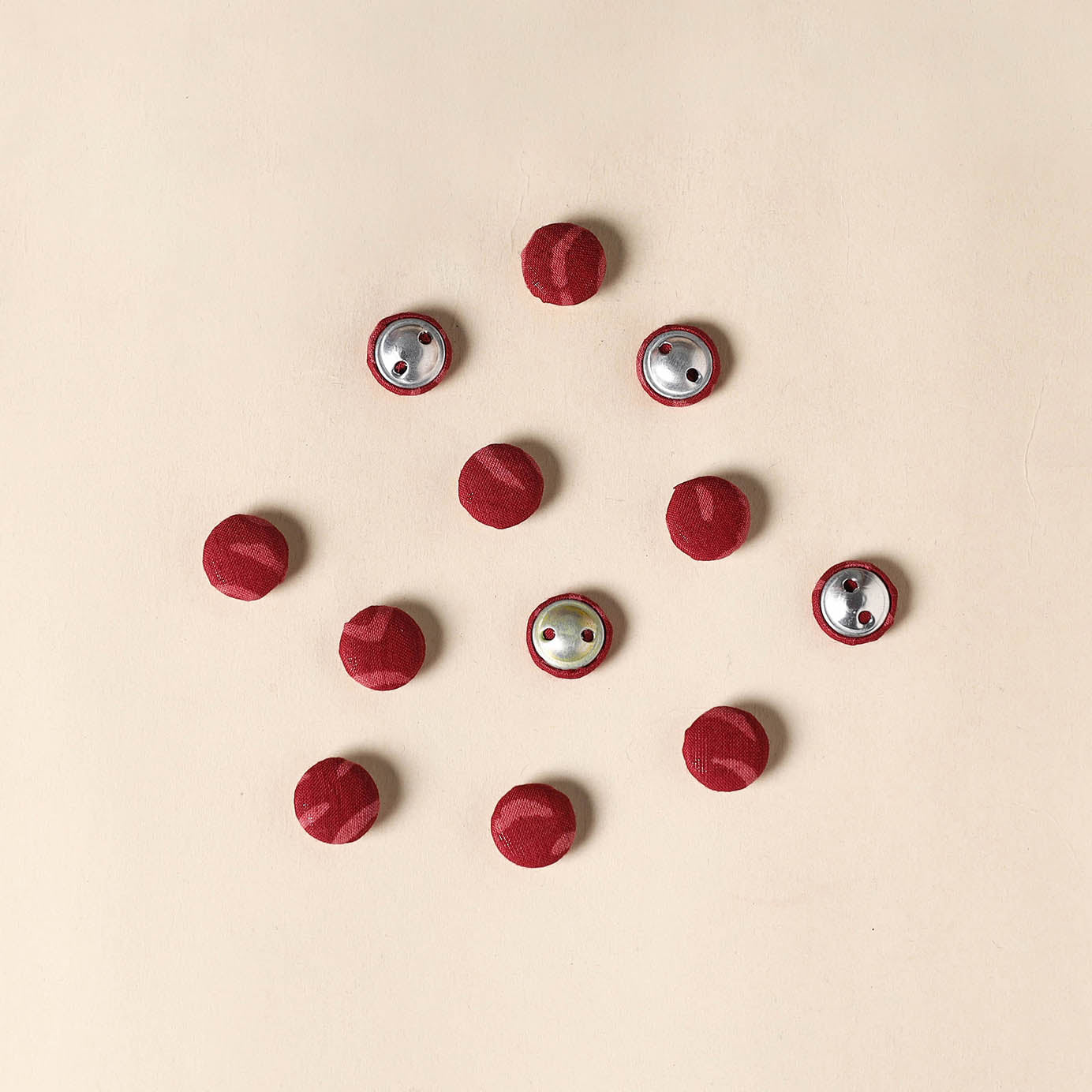  Red Handmade Fabric Button Small at iTokri