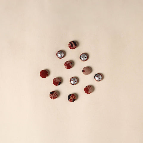  Red Handmade Fabric Button Small at iTokri