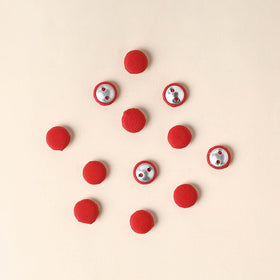  Red Handmade Fabric Button Small at iTokri