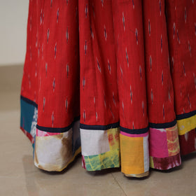 Red - 24 kali cotton pochampally ikat skirt 11 - handcrafted