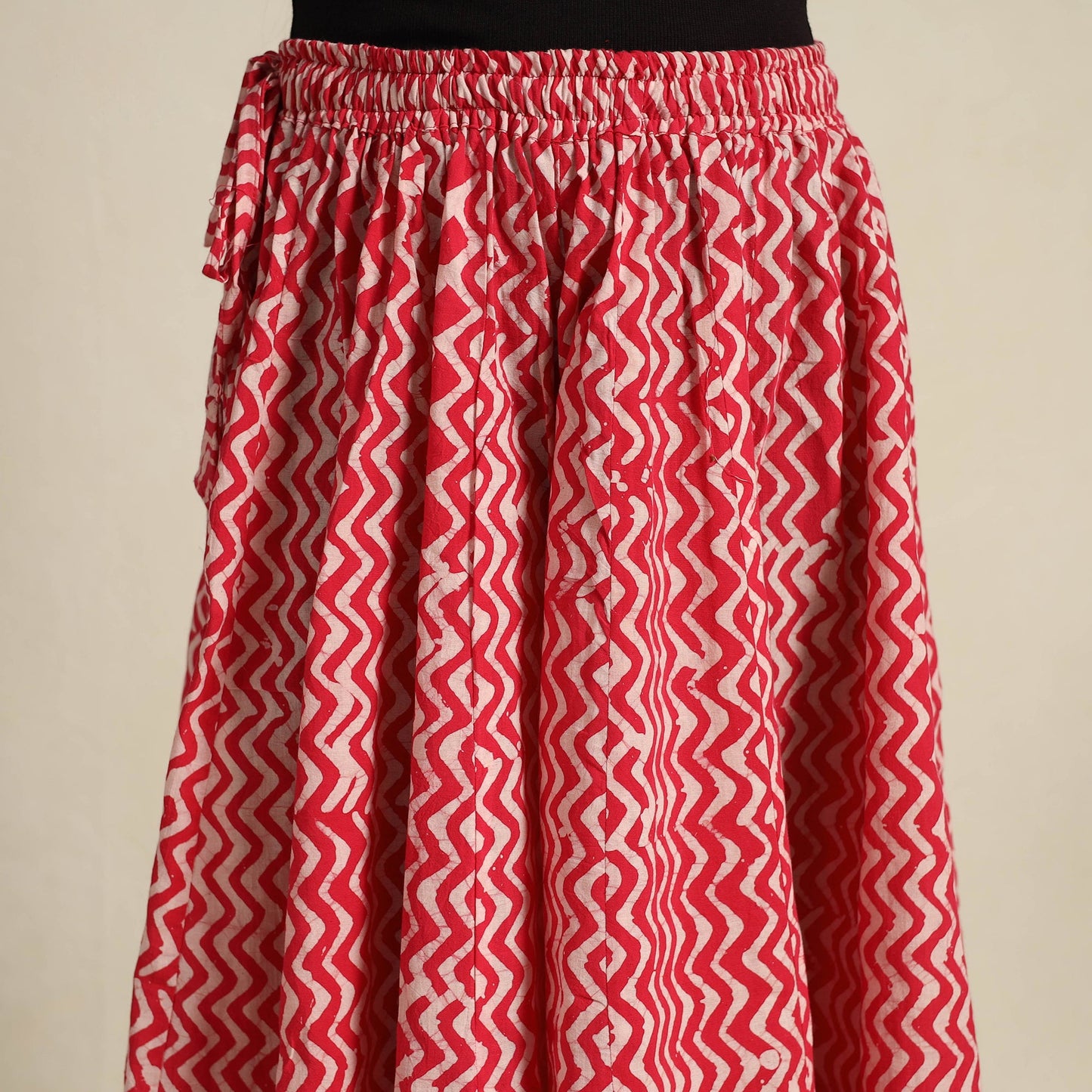 Red 24 Kali Patchwork Batik Print Cotton Long Skirt