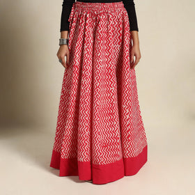 Red 24 Kali Patchwork Batik Print Cotton Long Skirt