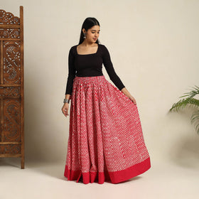 Red 24 Kali Patchwork Batik Print Cotton Long Skirt