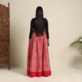 Red 24 Kali Patchwork Batik Print Cotton Long Skirt