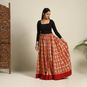 Red 24 Kali Patchwork Batik Print Cotton Long Skirt