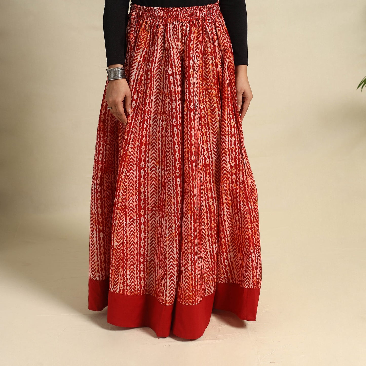 Buy 24 Kali Red Patchwork Batik Print Cotton Long Skirt