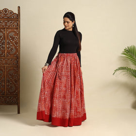 Buy 24 Kali Red Patchwork Batik Print Cotton Long Skirt