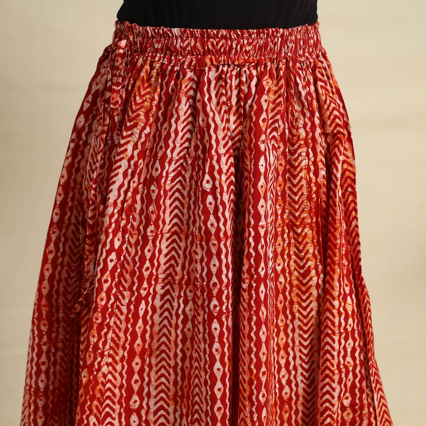 Buy 24 Kali Red Patchwork Batik Print Cotton Long Skirt