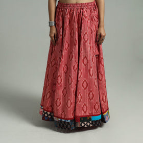 Red - 24 kali patchwork cotton pochampally ikat skirt 43