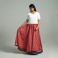 Red - 24 kali patchwork cotton pochampally ikat skirt 43