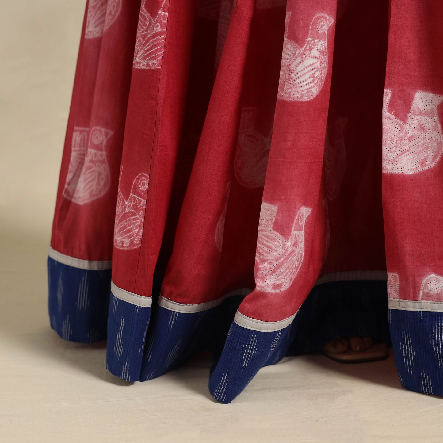 Buy 24 Kali Red Patchwork Cotton Long Shibori Tie-Dye Skirt