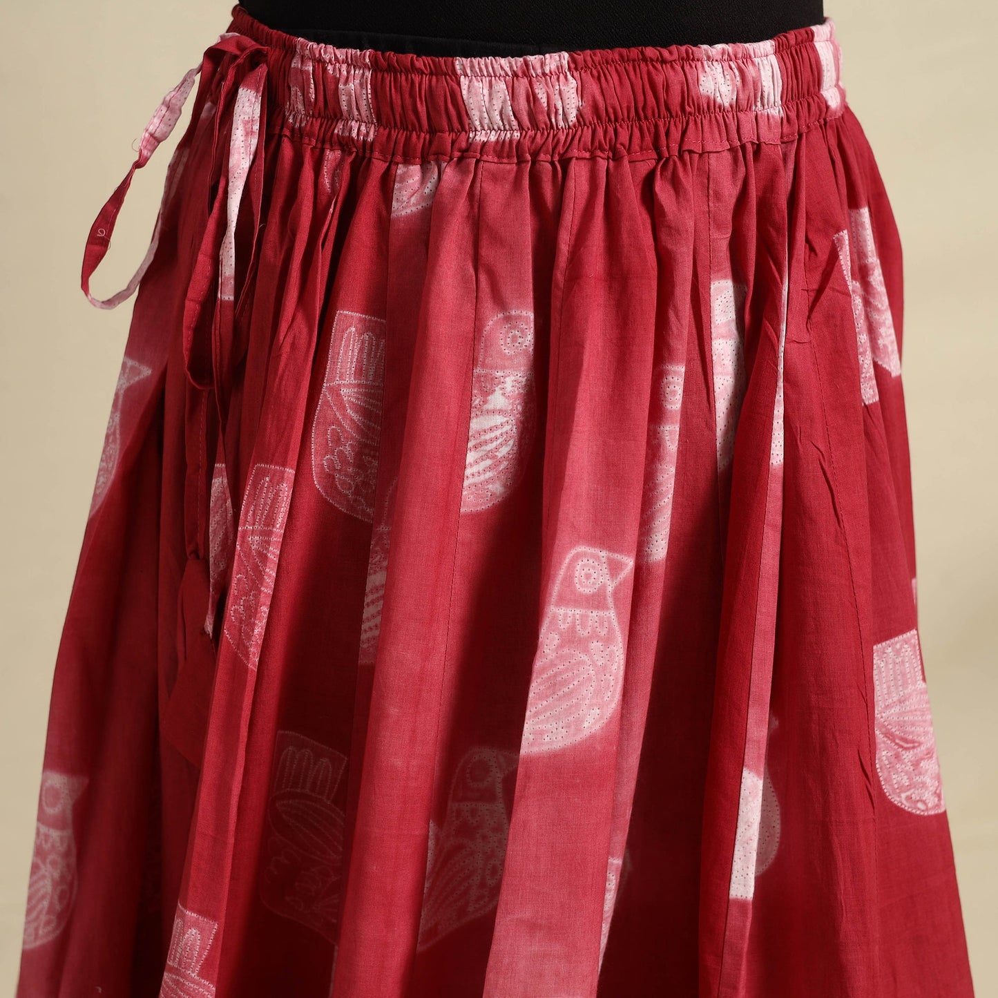 Buy 24 Kali Red Patchwork Cotton Long Shibori Tie-Dye Skirt