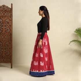 Buy 24 Kali Red Patchwork Cotton Long Shibori Tie-Dye Skirt