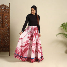 Buy 24 Kali Red Patchwork Cotton Long Shibori Tie-Dye Skirt
