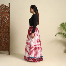 Buy 24 Kali Red Patchwork Cotton Long Shibori Tie-Dye Skirt