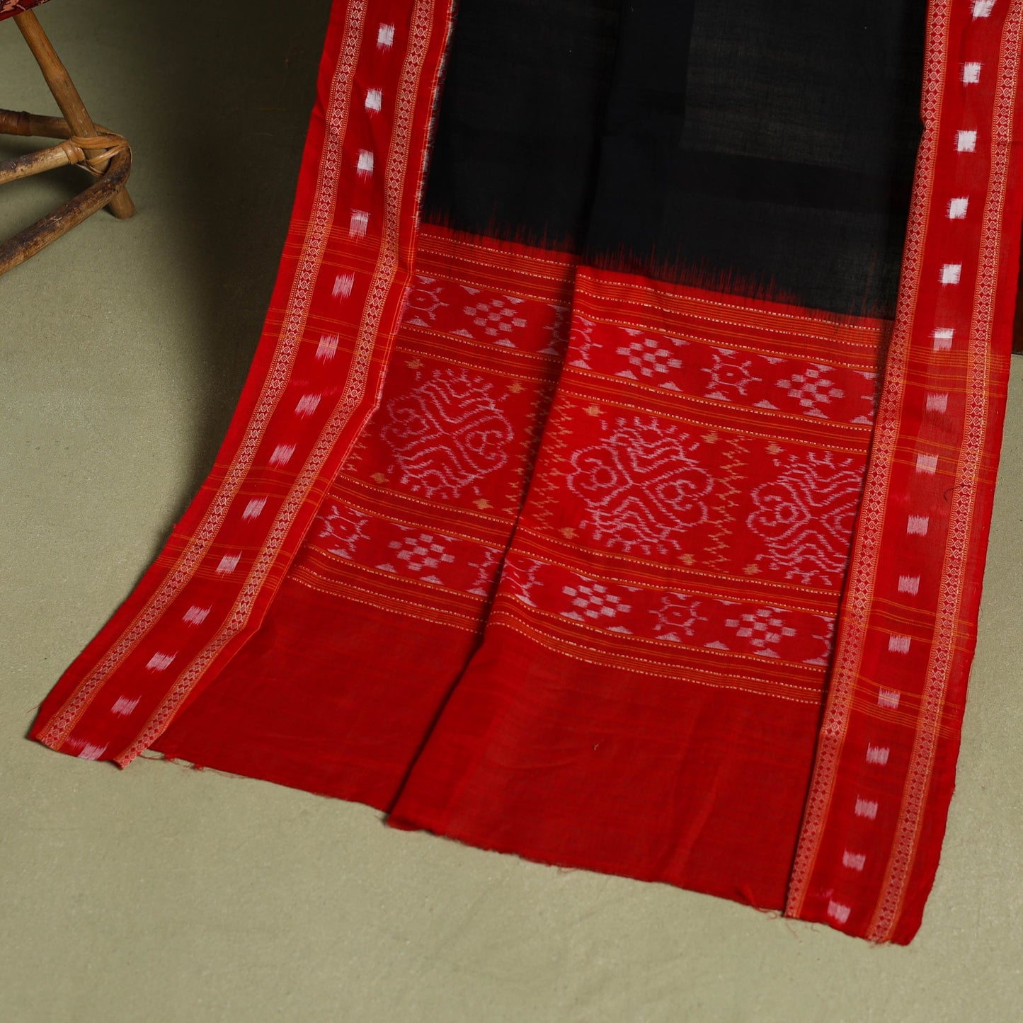 Red 2pc Cotton Ajrakh Print Kurta with Ikat Dupatta