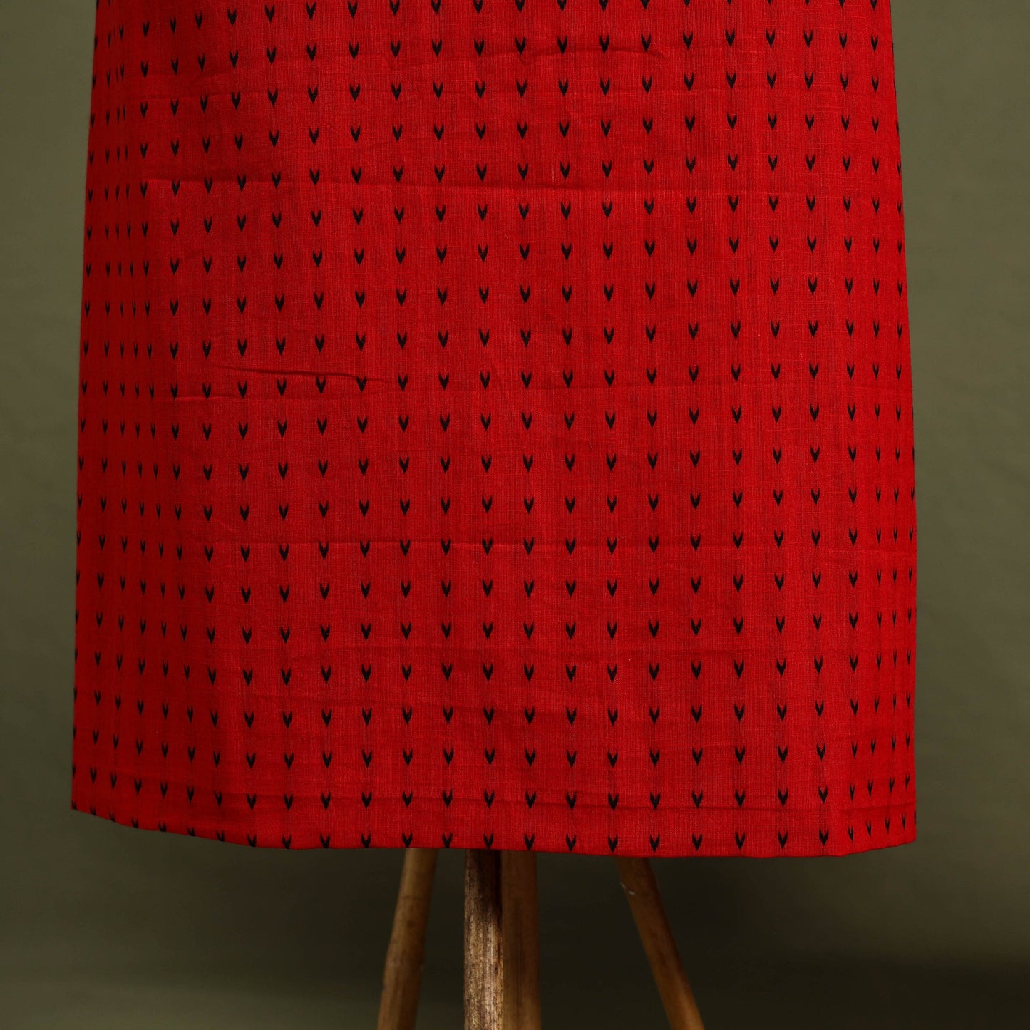 Red - 2pc cotton jacquard unstitched kurta with bagh