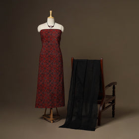 2pc cotton unstitched dress material with jewellery set 19