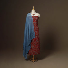 2pc cotton unstitched dress material with jewellery set 21