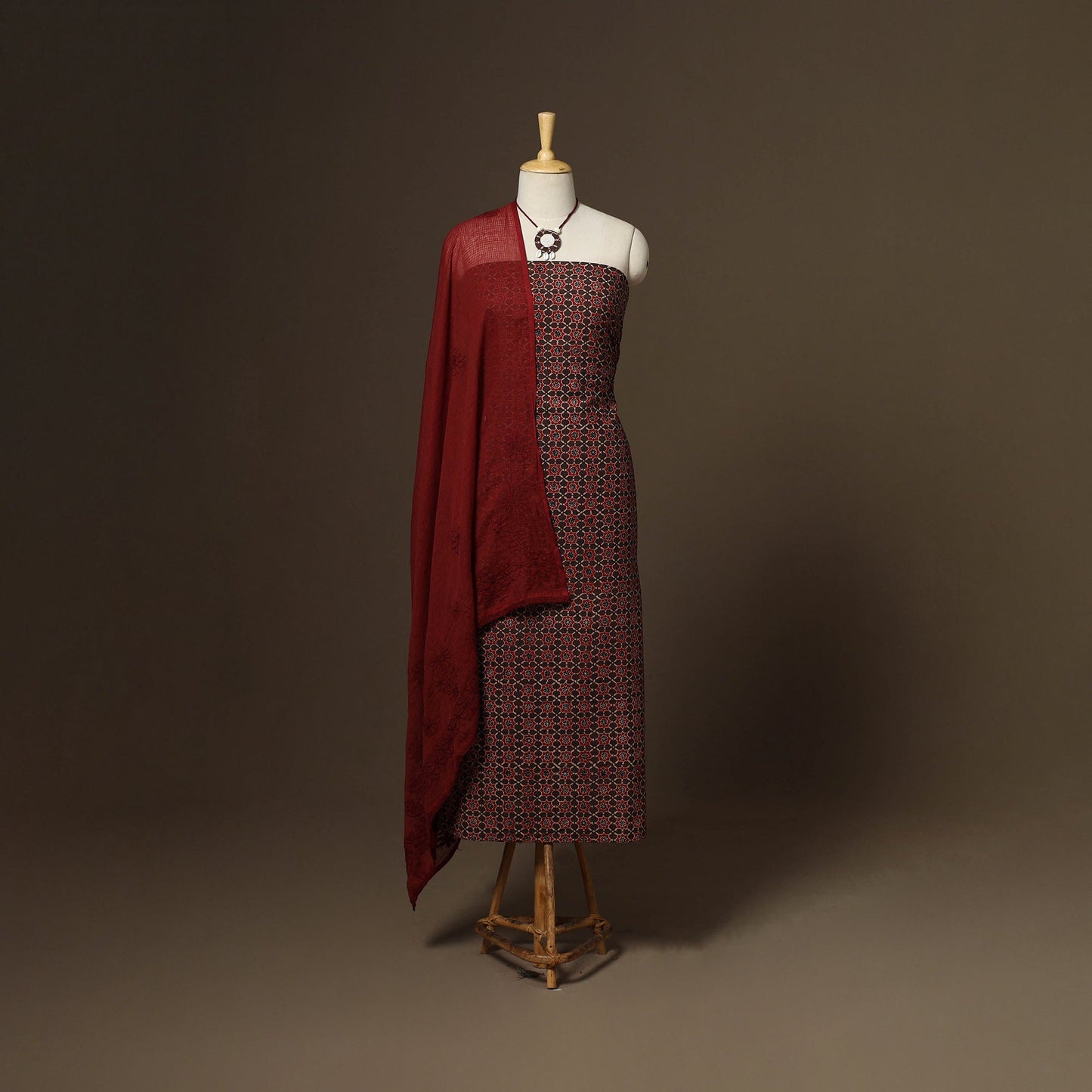 2pc cotton unstitched dress material with jewellery set 24