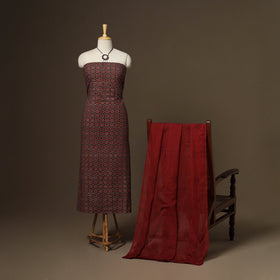 2pc cotton unstitched dress material with jewellery set 24