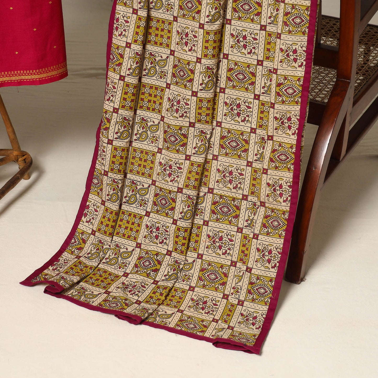 Red - 2pc cotton unstitched jacquard dress material