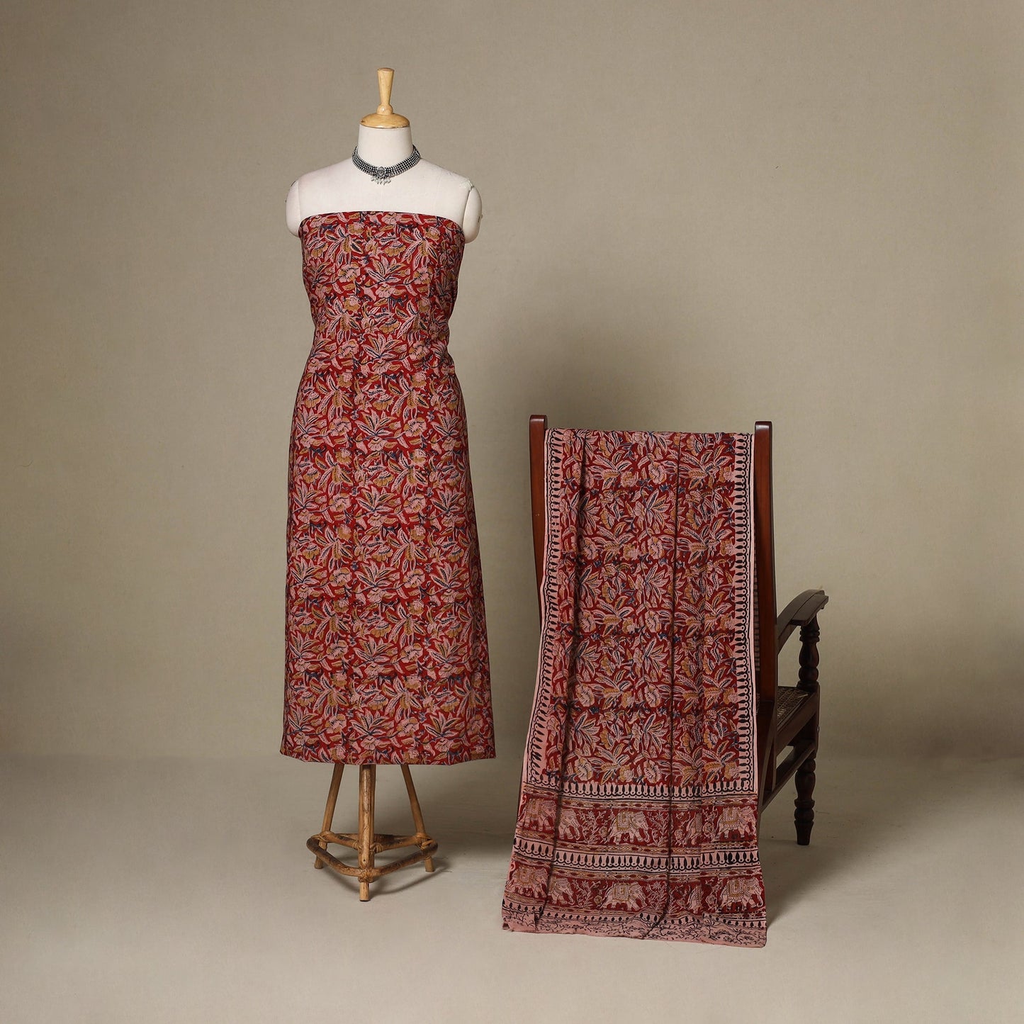 2pc cotton unstitched kalamkari dress material 10