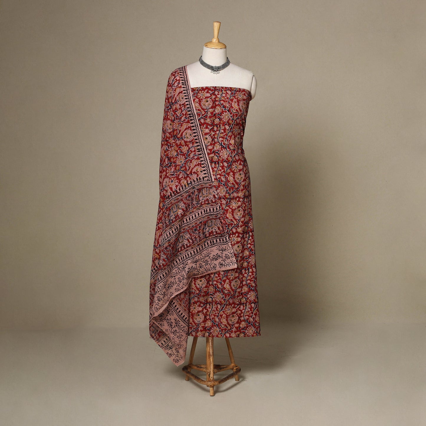 2pc cotton unstitched kalamkari dress material 11