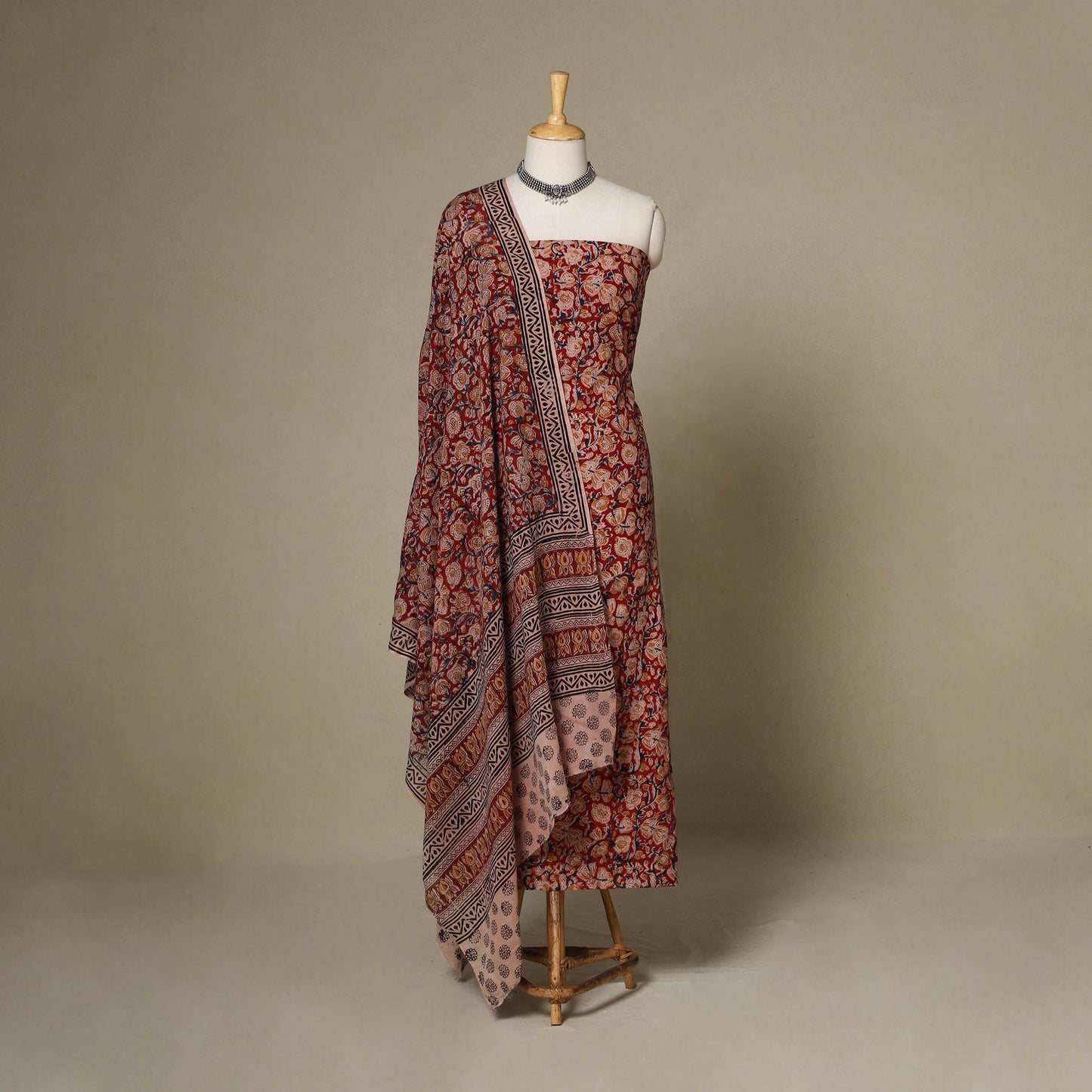 2pc cotton unstitched kalamkari dress material 16