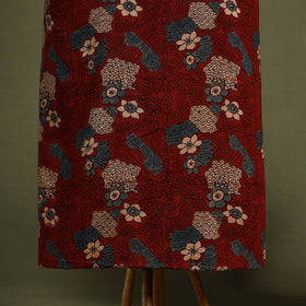 Red - 2pc cotton unstitched kurta with ikat dupatta 04