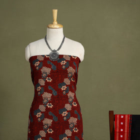 Red - 2pc cotton unstitched kurta with ikat dupatta 04