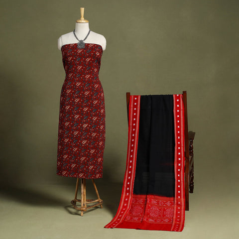 Red 2pc Cotton Ajrakh Print Kurta with Ikat Dupatta