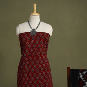 Red 2pc Cotton Ajrakh Print Kurta with Ikat Dupatta