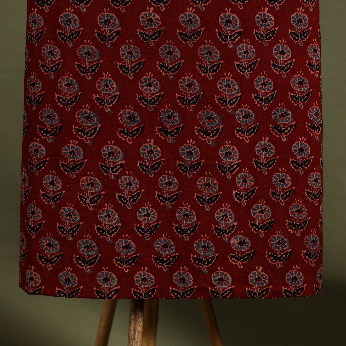 Red 2pc Cotton Ajrakh Print Kurta with Ikat Dupatta