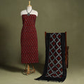 Red 2pc Cotton Ajrakh Print Kurta with Ikat Dupatta
