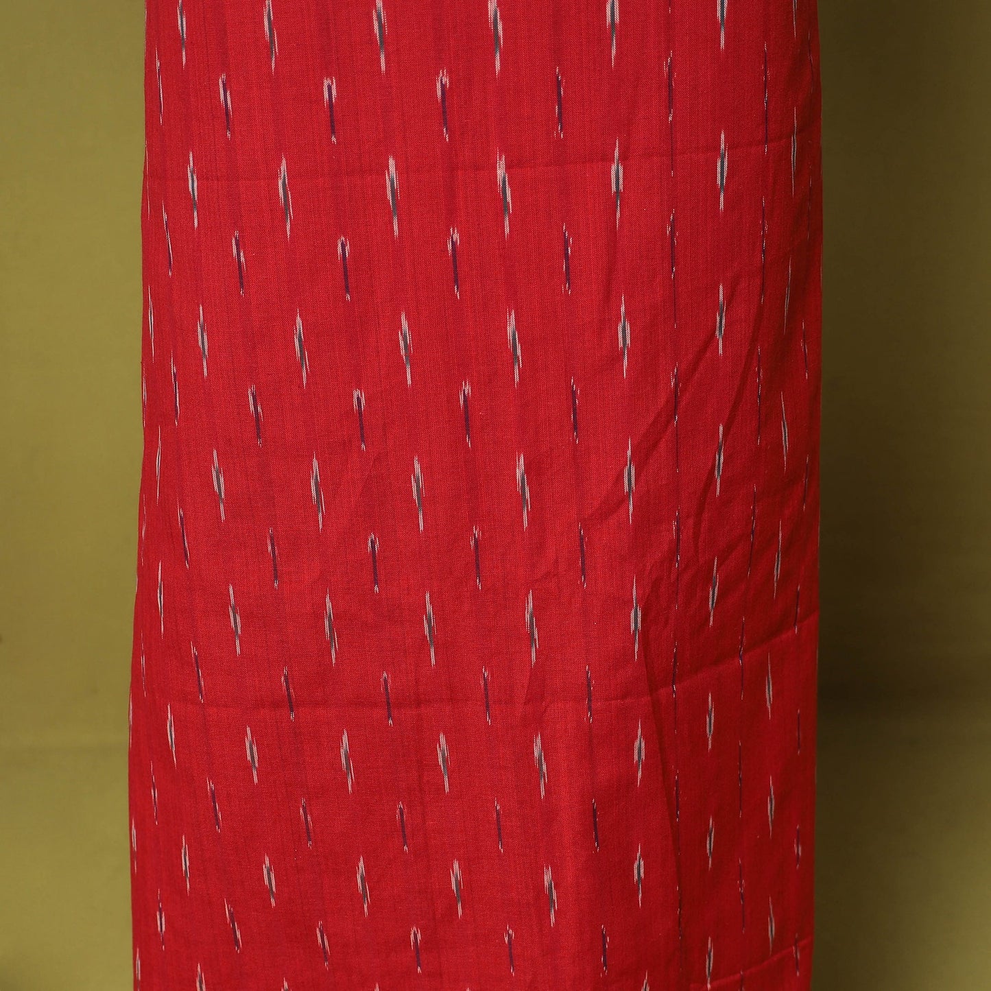 Red - 2pc cotton unstitched pochampally ikat dress material